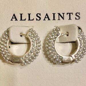 ALLSAINTS Pearl Chunky Beaded Hoop Earrings NWT